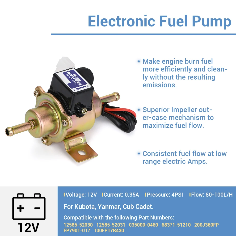 12V Electric fuel pump EP-500-0 035000-0460 12585-52030 diesel gasoline pertrol case For Kubota Yanmar Cub Cadet KOHLER Engine