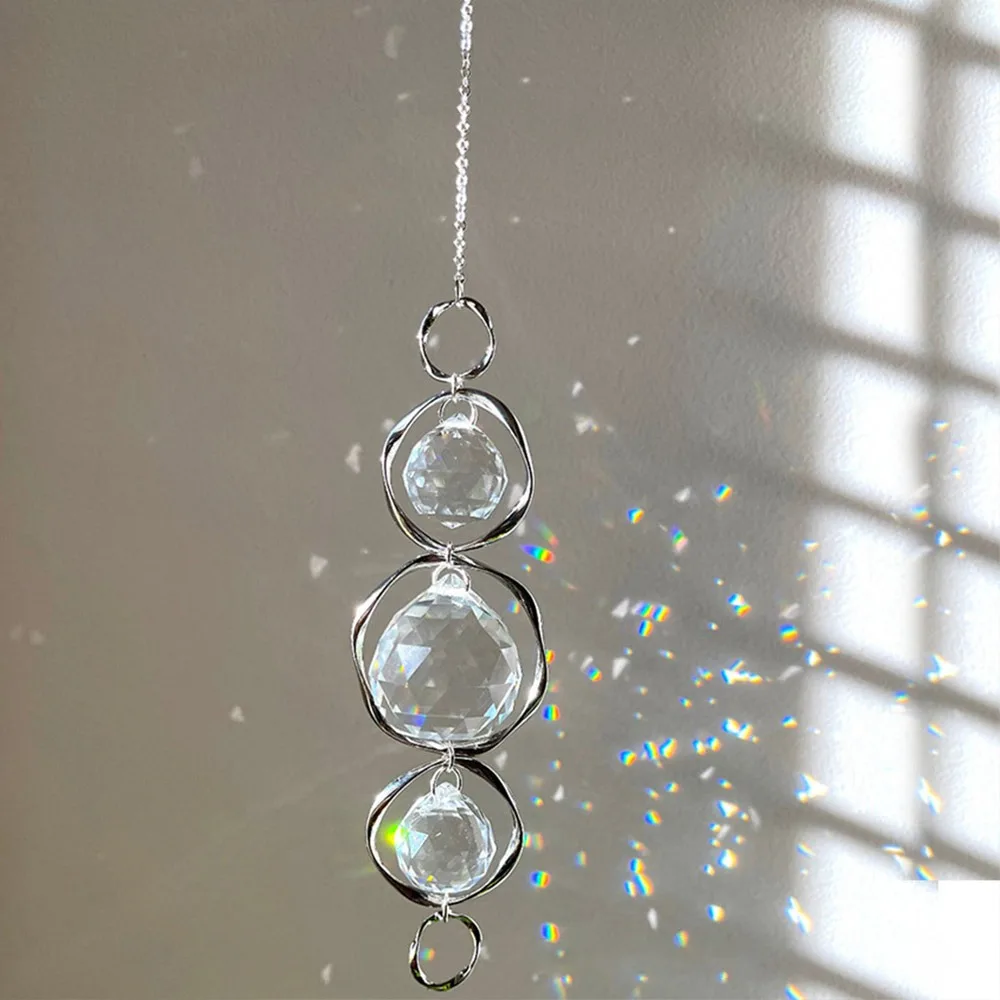 Crystal Glass Sun Catcher Gold Silver Curtains Embellishment Wind Chime Accessories Hanging Decoration Drop Ornament