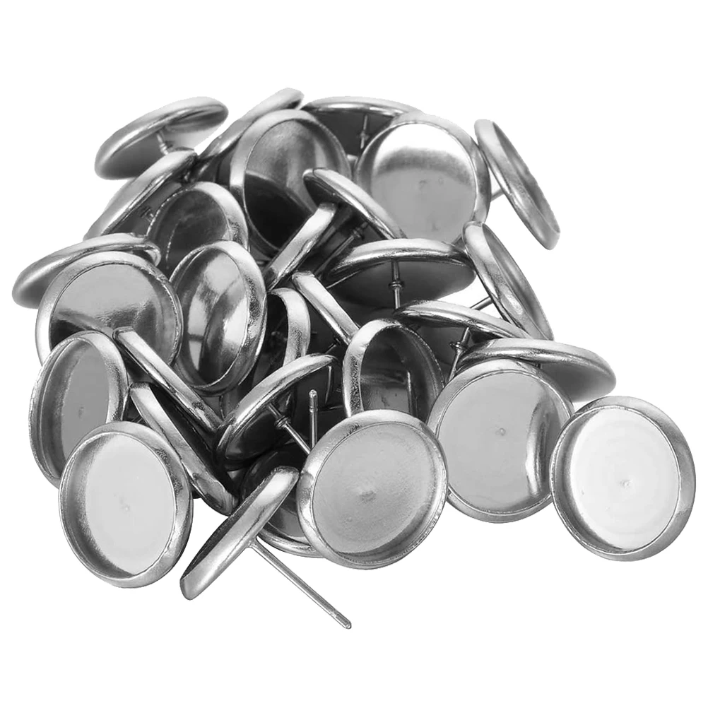 

80 Pcs Earring Blank Titanium Steel Earrings Cameo Base Silver Bezel Setting