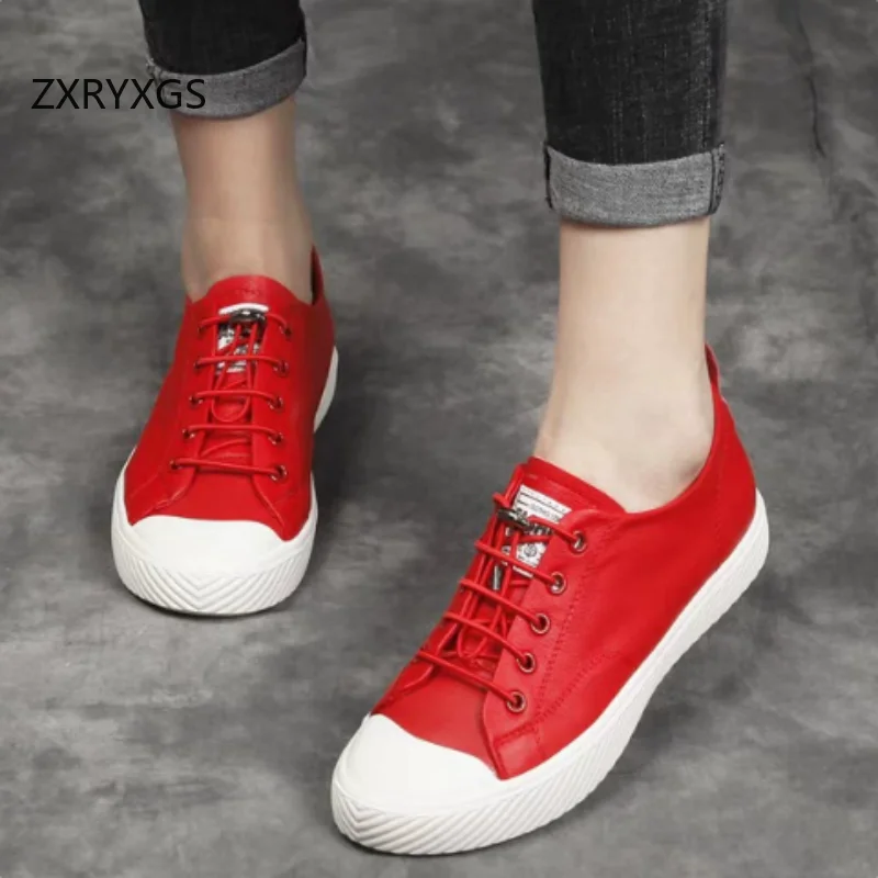 

ZXRYXGS женская вулканизированная обувь из воловьей кожи с верхним слоем, студенческие кроссовки, новинка 2026, модные удобные кроссовки, повседневная обувь