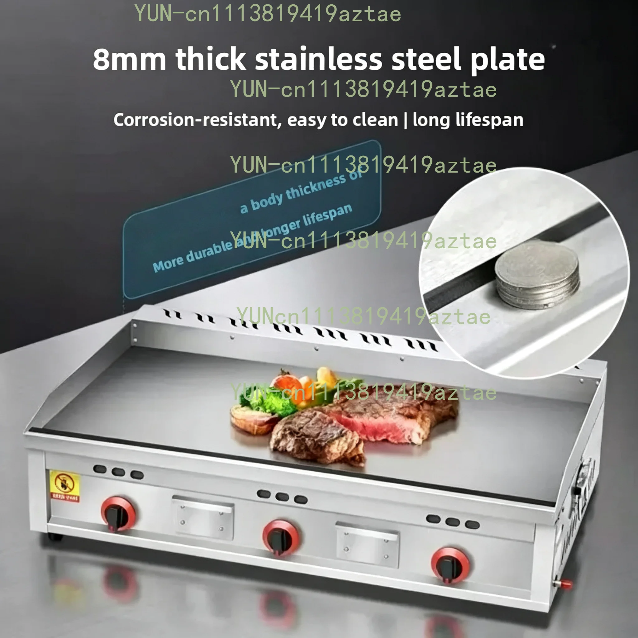 Heavy Duty Commercial Teppanyaki Griddle Grill Flat Top Iron Plate Multifunction Steak Hand Grab Pancake BBQ Cooking Machine