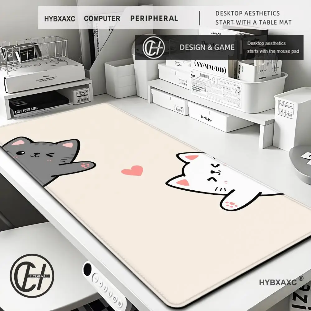 

HD Black Cat Mousepad kawaii Pink Office Desktop Protection Pads Rug Rubber Anti-slip Gaming Keyboard Mousepads Long Desk Mat