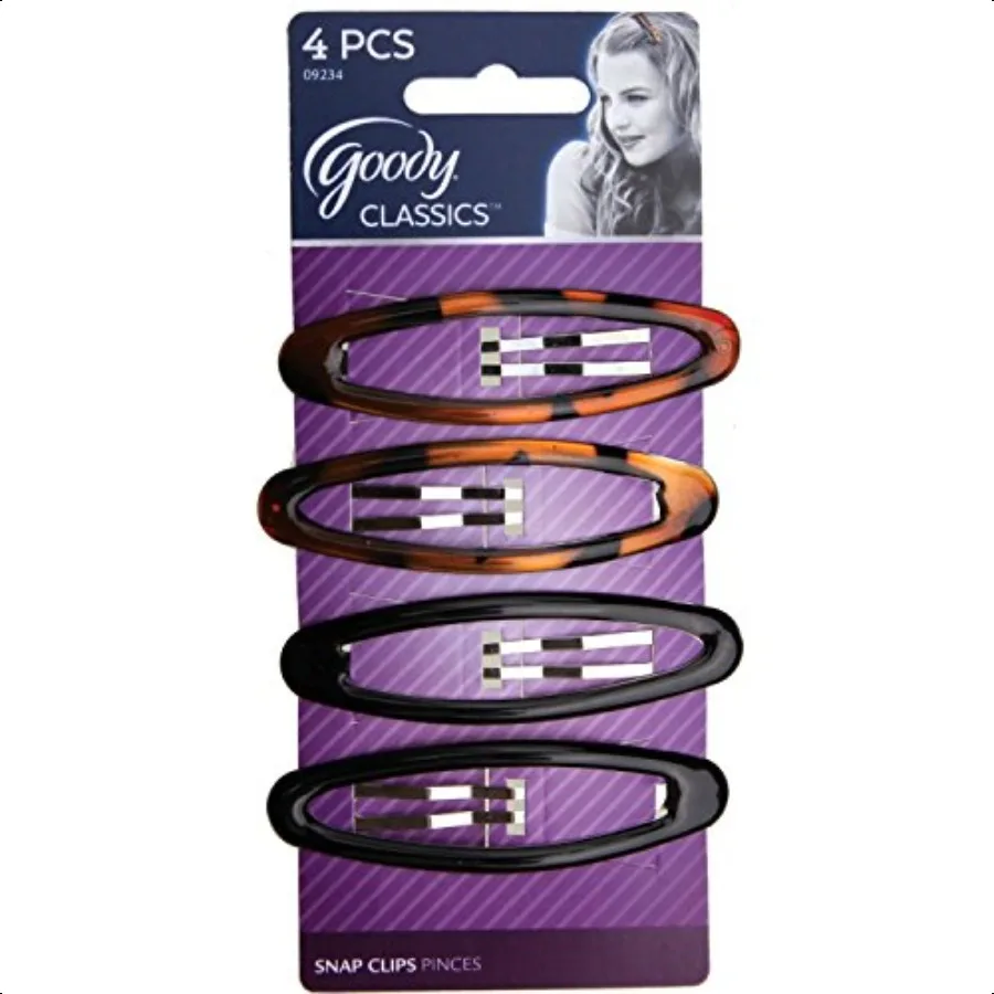 

Goody Classics Goody, эпоксидные контурные зажимы, 4 шт., разные цвета, просто защелкиваются в места, подходят для всех типов волос, без боли