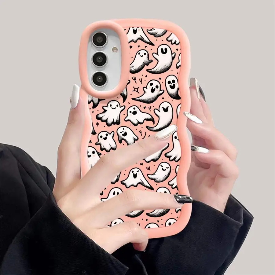 Case for Samsung Galaxy A03 A06 A50 A04 A52 A55 A05 A51 A73 A20 A30 A02s Soft Phone Cover Halloween Cartoon Ghost