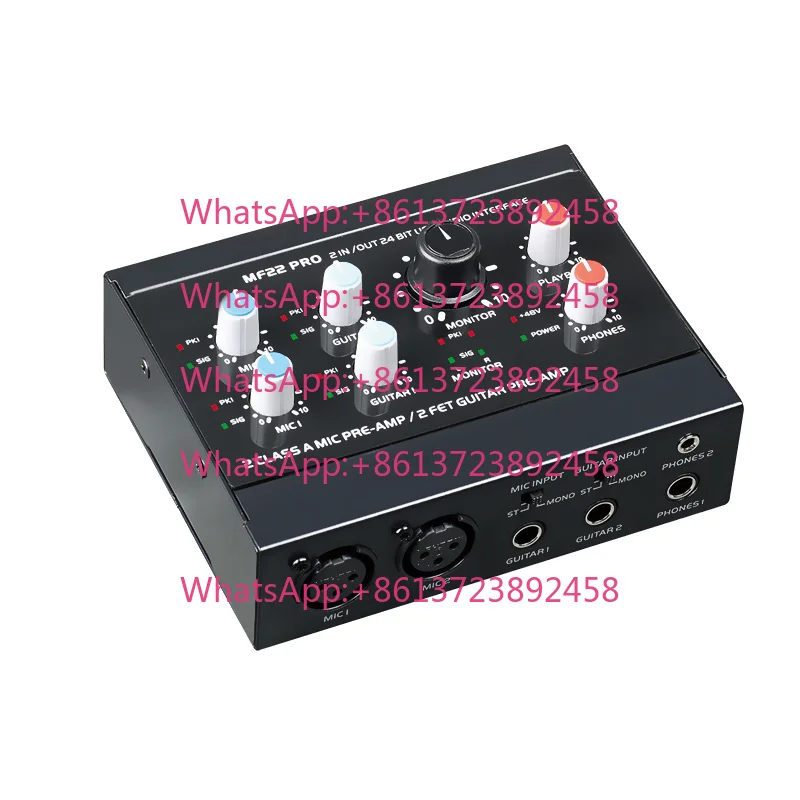 Guitar Amplifier Preamp Professional Audio Interface Mixer 24 BIT Sound Card With 48V Phantom Power