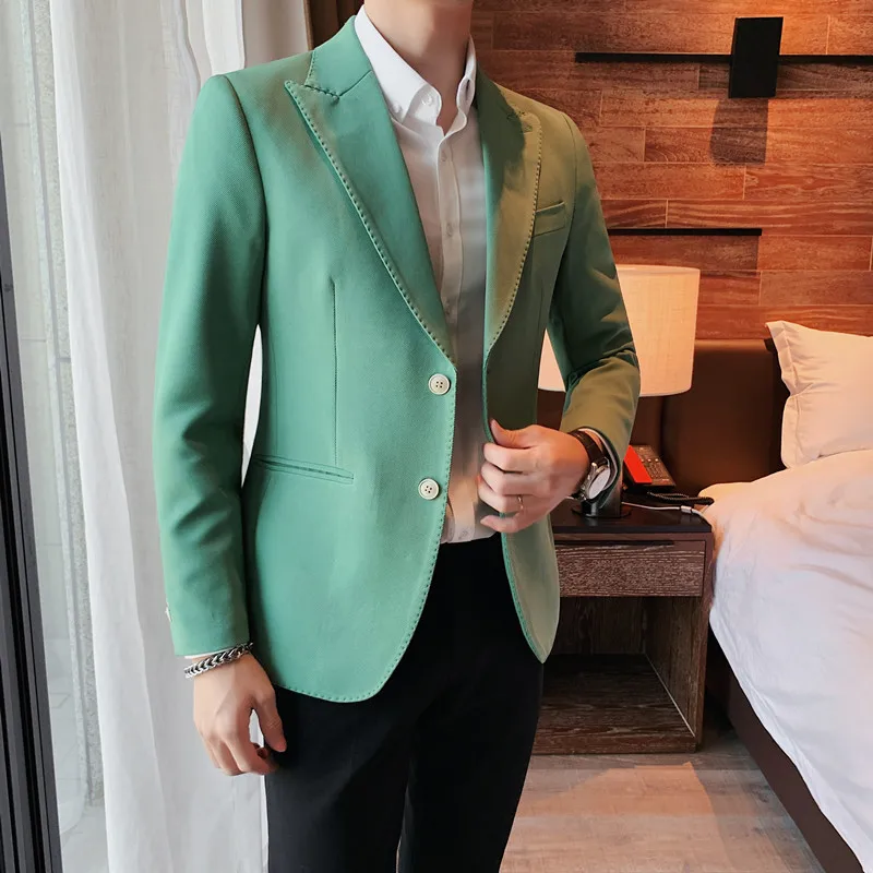 2022 Classic Green Blue Jacket Uniform Groom Tuxedos Mens Wedding Suits Peaked Lapel Man Business Blazer Groomsmen Prom Dress