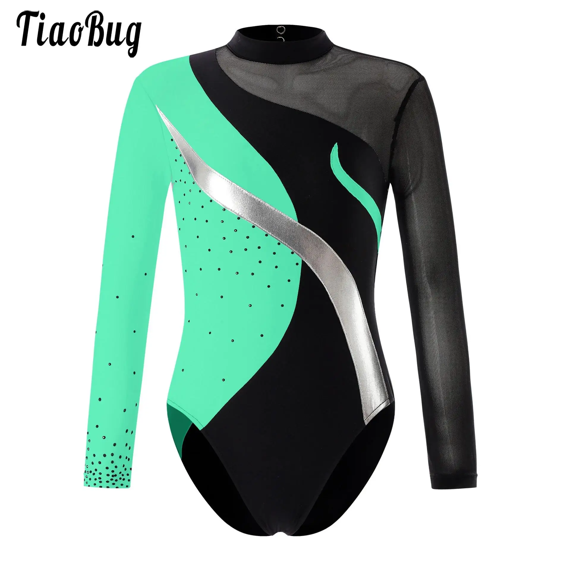 

Girls Bodysuit Artistic Gymnastics Top Long Sleeves Figure Skating Leotards Jumpsuit Ballerina Ballet Dance Dresses for Kids