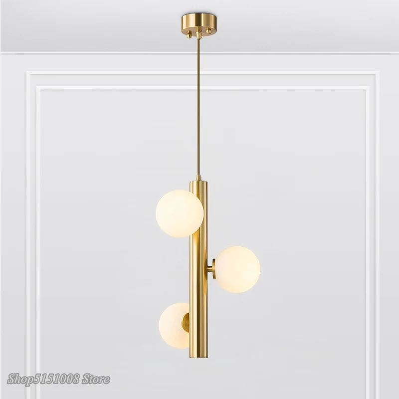 

Nordic Designer Golden Pendant Lights Creative Magic Bean Frosted Glass Ball hanging lamp Living Room Bedside Led Light Fixtures