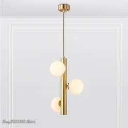 Nordic Designer Golden Pendant Lights Creative Magic Bean Frosted Glass Ball hanging lamp Living Room Bedside Led Light Fixtures