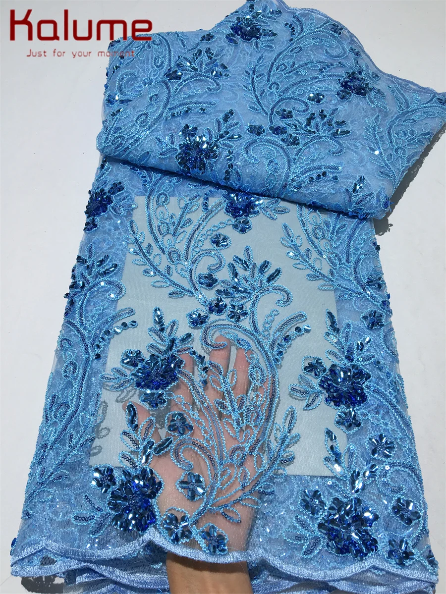 

African Lace Fabric 2025 High Quality Lace Bridal Lace Fabric With Sequins Embroidery Tulle Mesh Lace Fabric Nigerian F4062