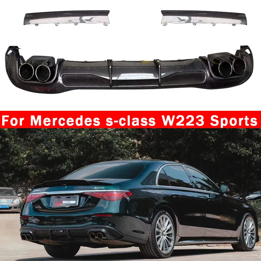 

For Mercedes Benz S Class W223 Carbon Fiber Back lip Car Rear Bumper Diffuser Rear Splitters Spoiler Car Accessories body kit