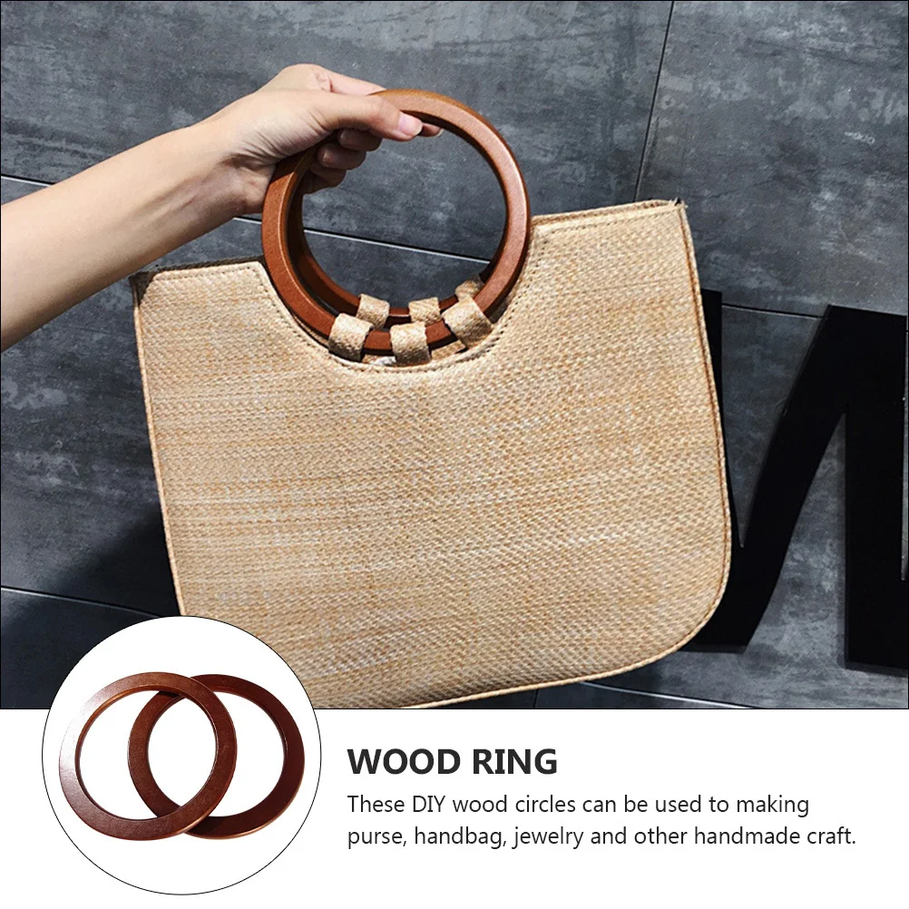 

Wooden Ring Handle Handbag Handles Craft Purse Crochet Circles Natural Wood Smooth Durable DIY Projects Box Bag Accessories