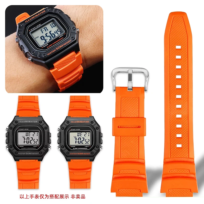 Ремешок из силиконовой смолы 18 мм для Casio DW-291H/290 W-218H/219H AQ-S810W AEQ-110W AE1200/1300, спортивный водонепроницаемый ремешок для часов, браслет