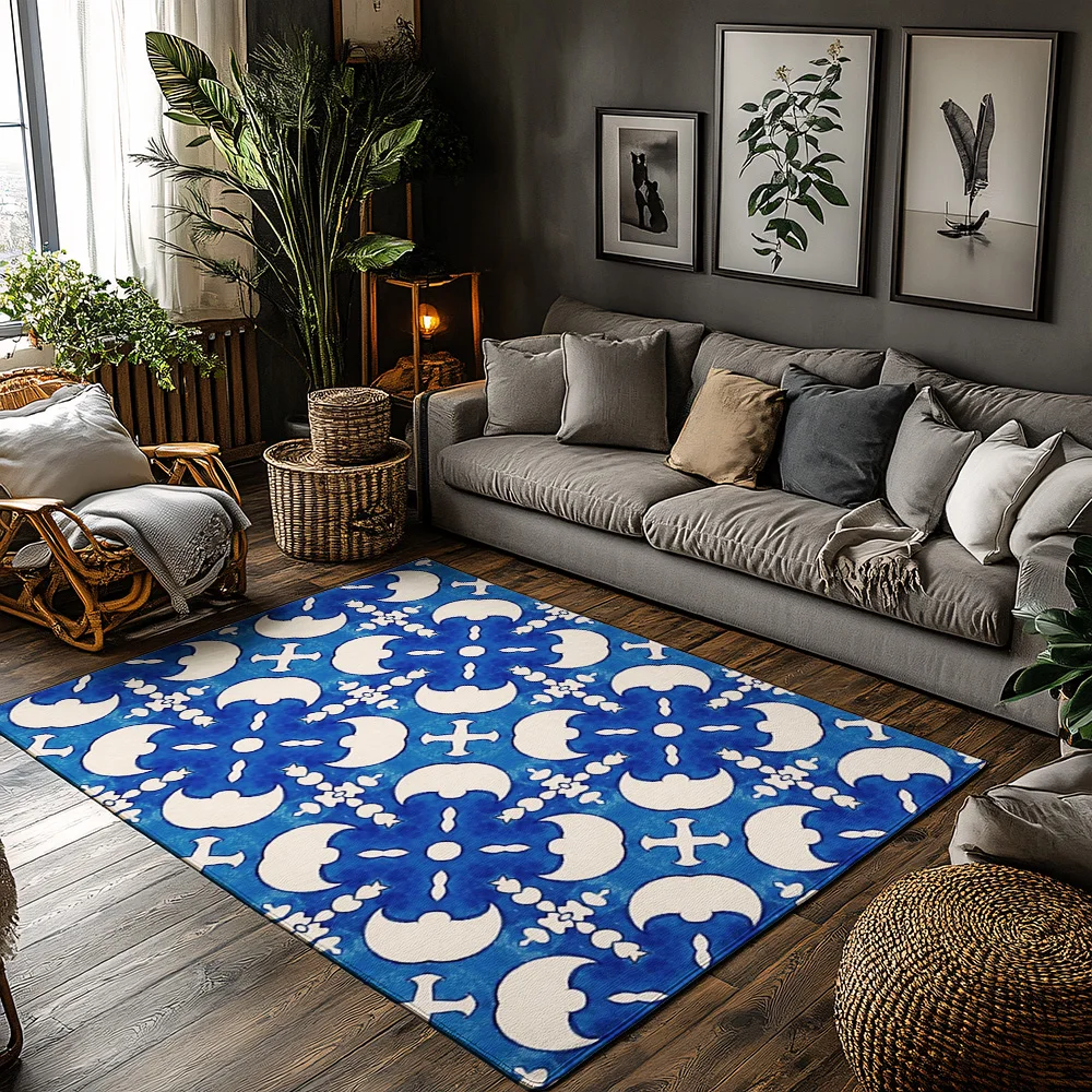 

Уютный ковер с рисунком синей луны, коврик для пола, домашний акцент, стильный вход, приветственный коврик, нескользящий коврик для дома и улицы, подарок