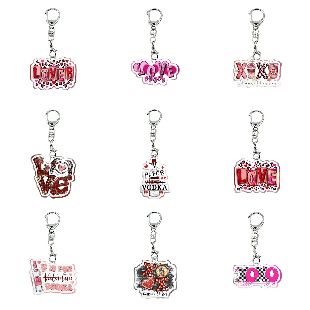 

New Women Men Acrylic Text Theme Keychain Transparent Acrylic Trinket For Friends Pendants