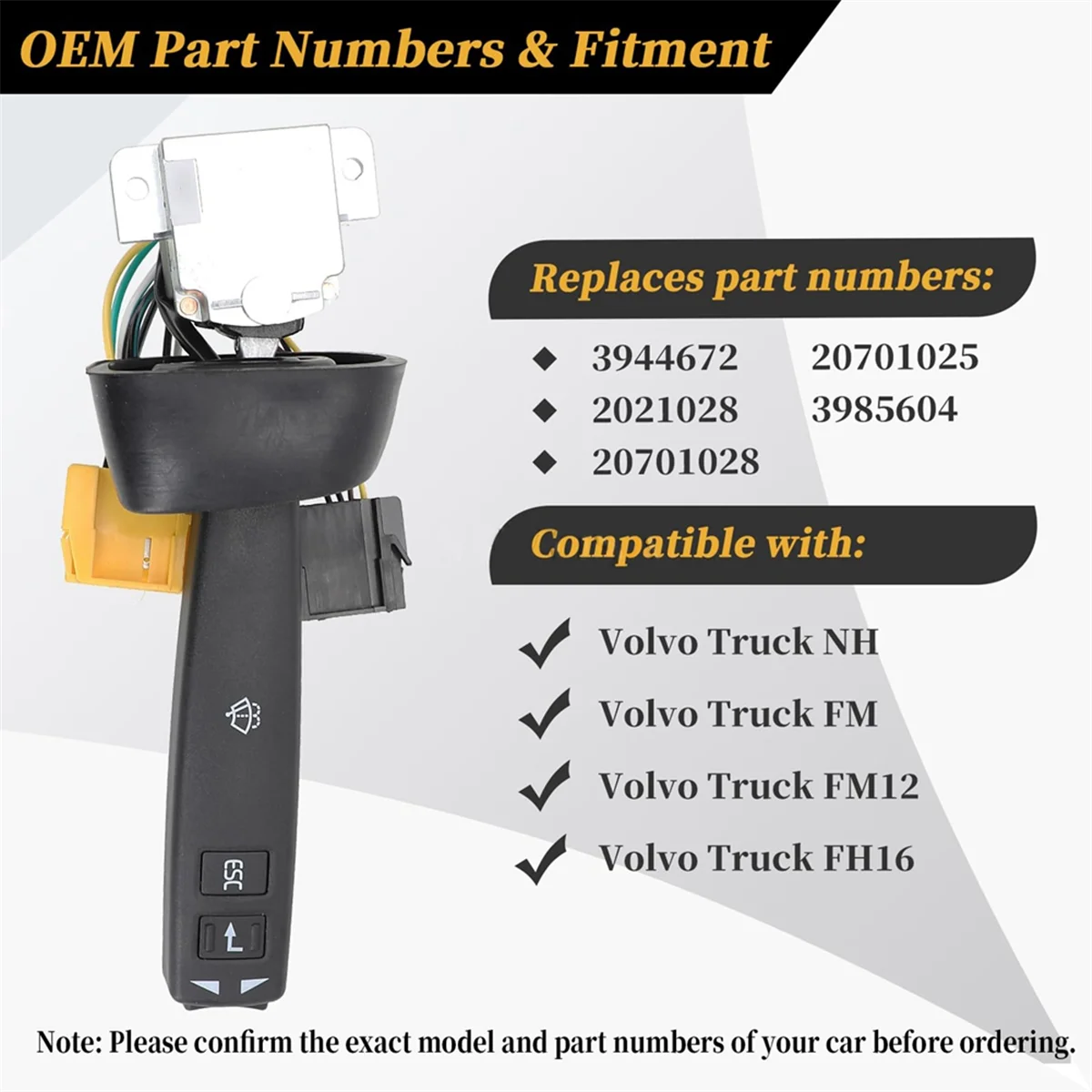 3944672 3985604 20701028 20701025 SWF2027 for Volvo Fh12 Fh16 Truck Turn Signal Wiper Combination Switch