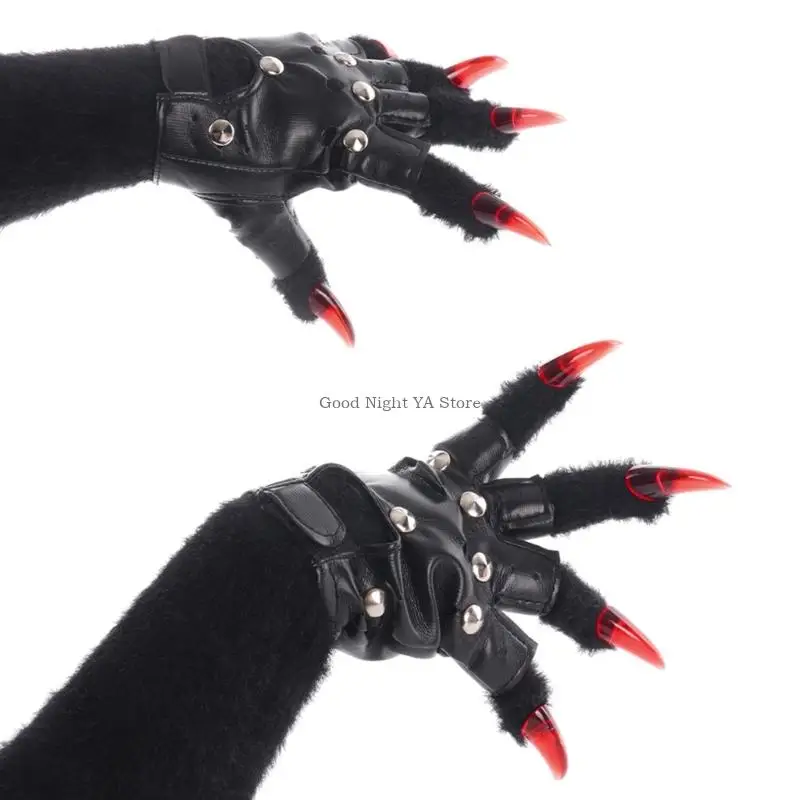 

Animal Nails Faux Fursuit Gloves Unisex Warm Winter Handwear Halloween Fursuit