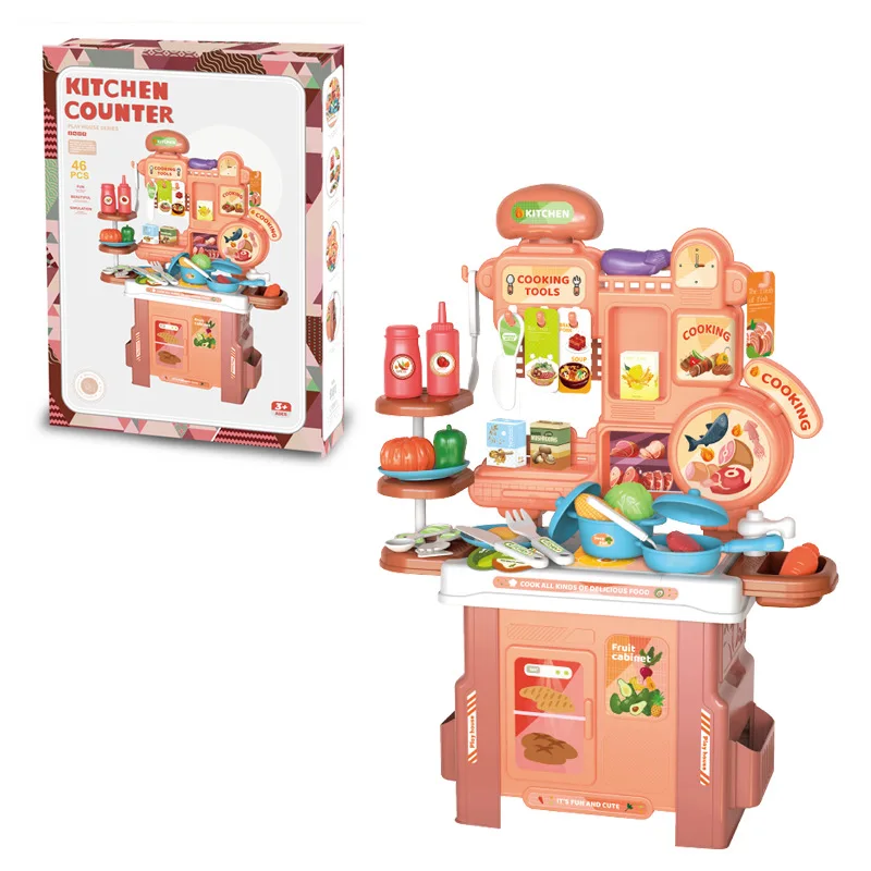 Mesa de cocina para jugar a las casitas para niños, 43 Uds., interacción entre padres e hijos, mesa de cocina de simulación interior para bebés