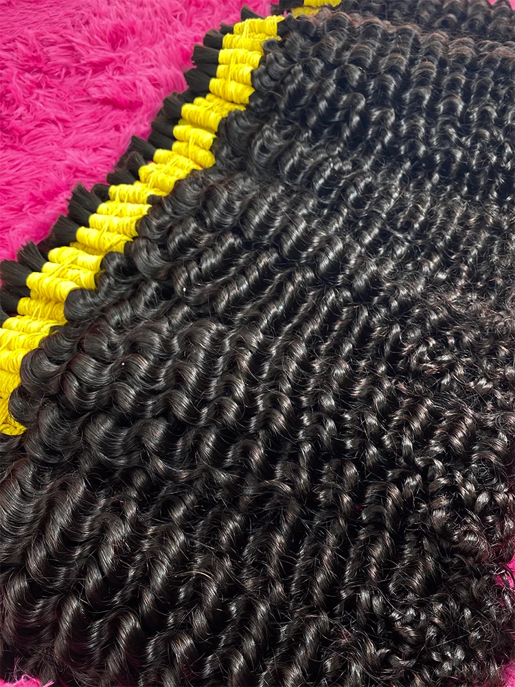 100% cheveux humains vierges vague profonde en vrac 100g noir naturel sans trame cheveux tressés brésiliens pour Extensions de tresses Boho sans nœuds