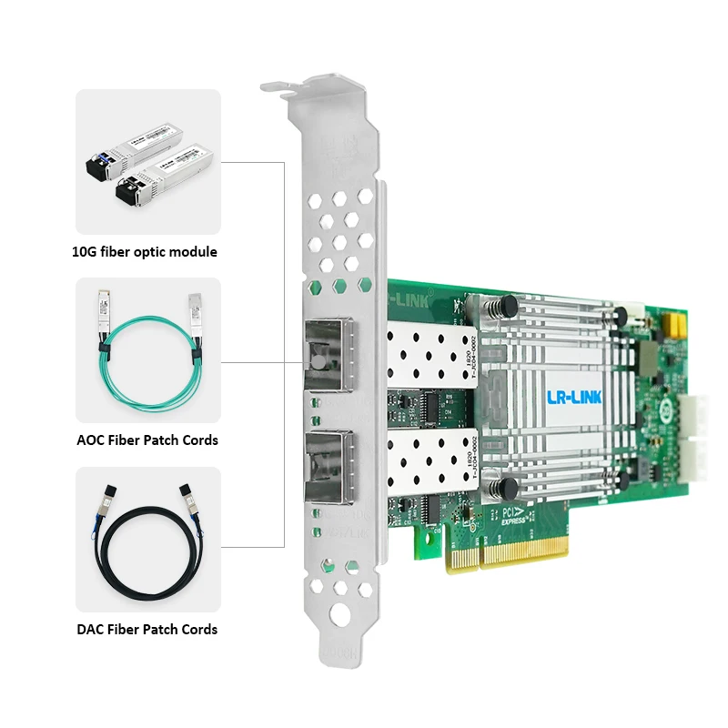 LR-LINK 1002PF-2SFP+ Dual Port 10 Gigabit Ethernet Network Card PCI Express Fiber Optical Server Adapter NIC Net-swift SP1000A