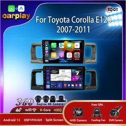 Radio samochodowe do Toyota Corolla E120 2007-2011 Carplay 2 Din Android Multimedialny radioodtwarzacz samochodowy Android Auto