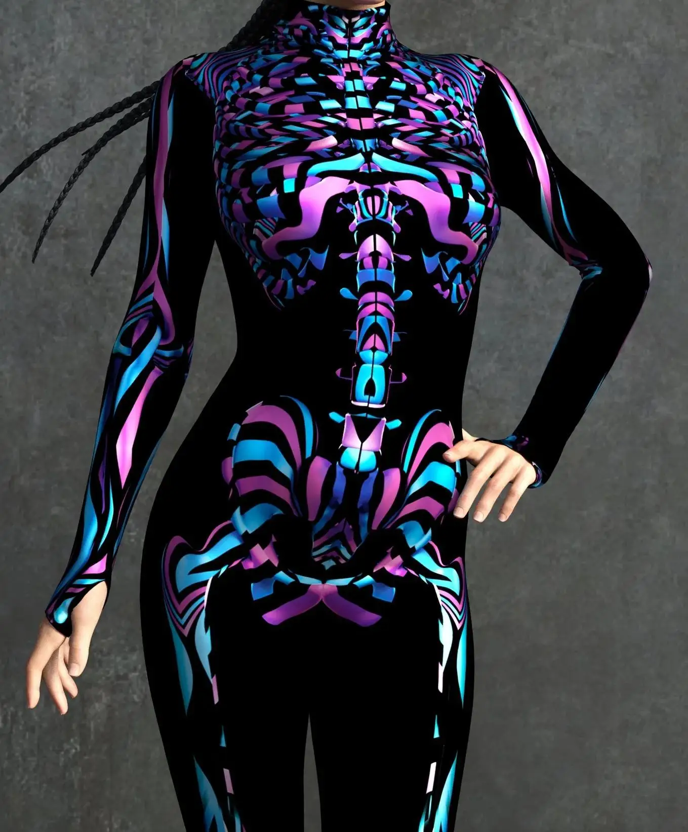 Karneval Totenkopf Party Bodysuit Damen Sexy Horror-Print Jumpsuit Feiertagsparty Maskerade Catsuit Kostüm Einzigartiges Aerial Yoga Set – Detail 7