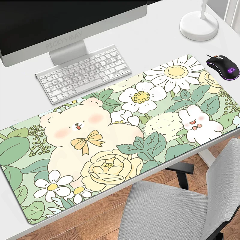 Imagem -03 - Kawaii Anime Gaming Mousepad Urso Bonito Tapete de Rato Grande Almofadas de Mesa Grande Antiderrapante Borracha Tapetes de Teclado