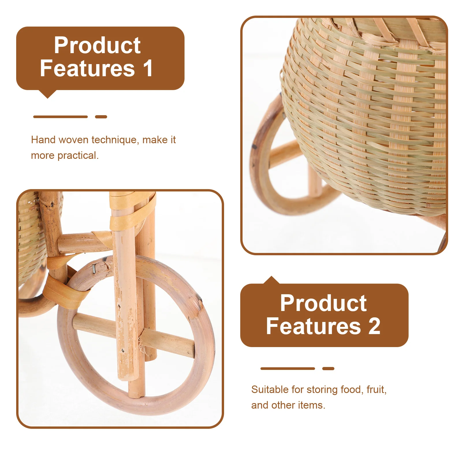 

Bamboo Woven Decoration Mini Bamboo Bike Handwoven Food Serving Basket Home Kitchen Party Wedding Ornament Storage Holder
