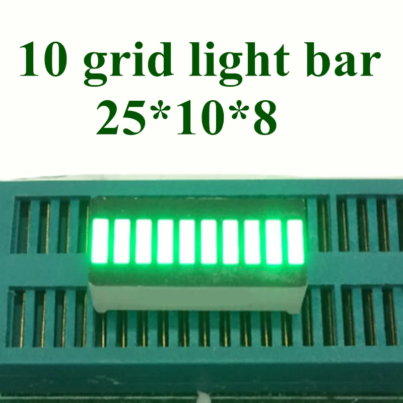 

20PCS Ultra bright Pure green 10-segment light bar 10 grid LED digital tube 25x10mm led display