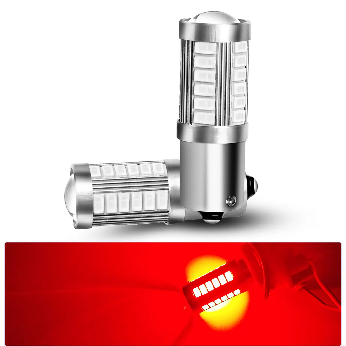 2 قطعة PY21W P21 5 واط 1156 Ba15s 1157 Bay15d 33 SMD Led سيارة فلاش الفرامل لمبات أضواء عكس مصابيح وقوف السيارات #2