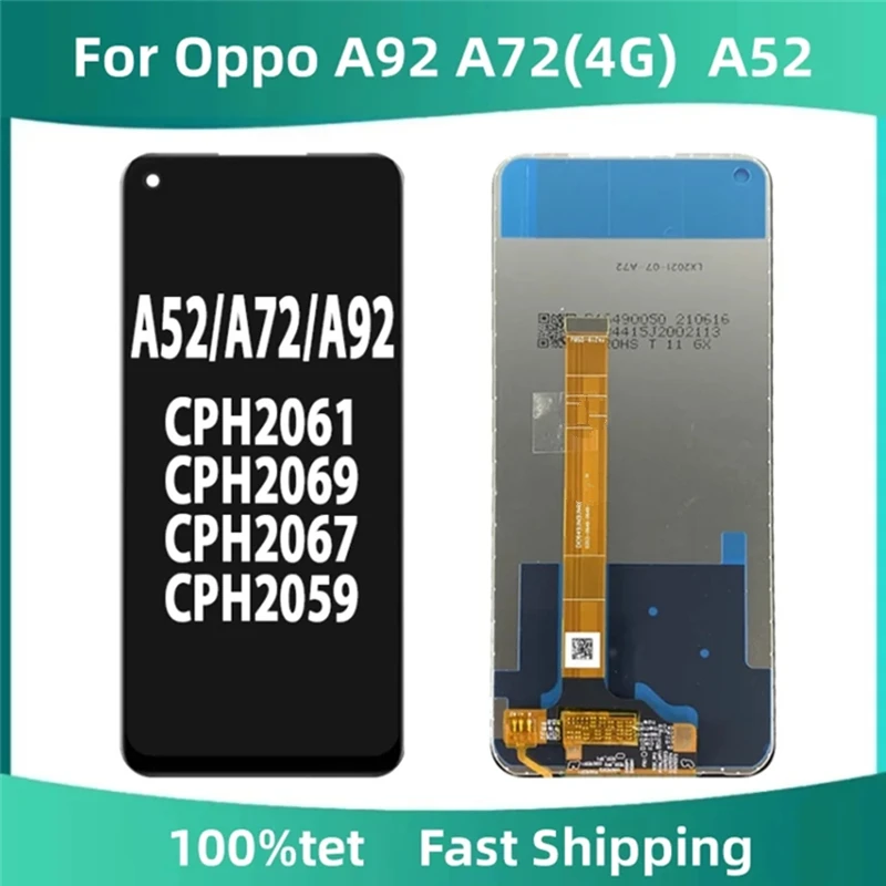 

Display for Oppo, LCD Touch Digitizer Screen Assembly, For A92, A72, 4G, A52, CPH2059, CPH2061, CPH2069, CPH2067, 6.5"