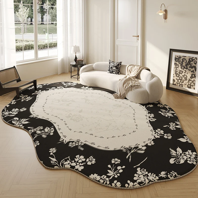 

Cream Style Bedside Rug Fluffy Soft Carpets for Living Room French Retro Bedroom Decor Plush Carpet Thicken Irregular Shaped Mat