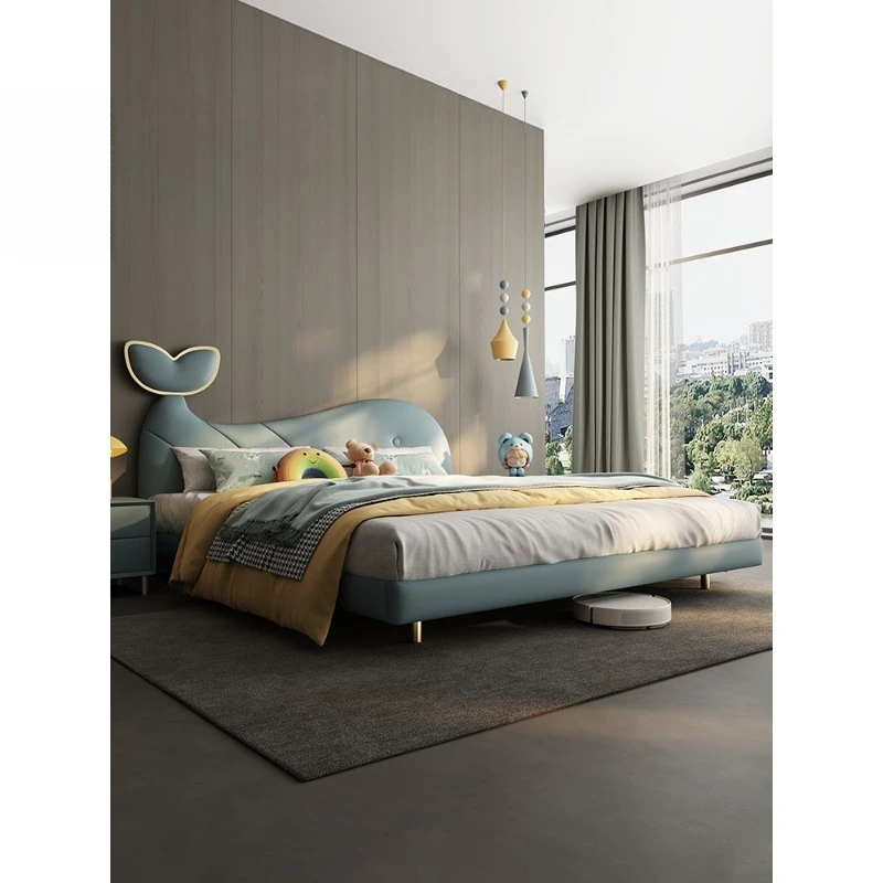 

Children's bed leather bed boys and girls second bedroom household