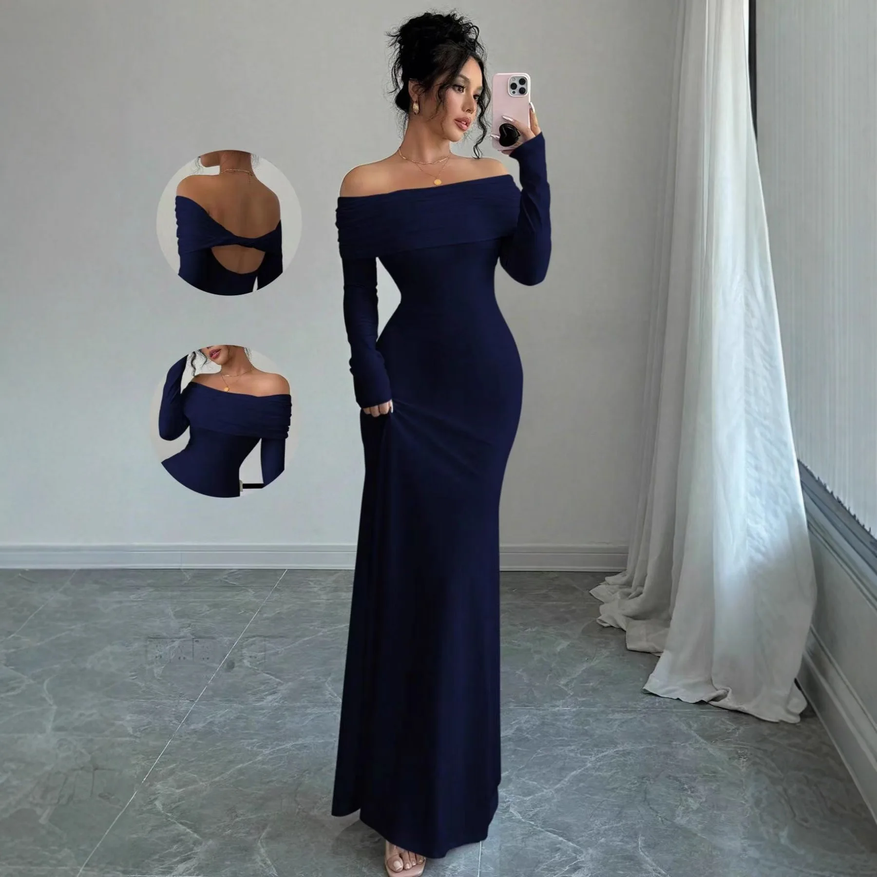 

2026 Summer Women's New One-shoulder Fashionable Slim Temperament Socialite Sexy Hip-pack Dress Women's Clothes
