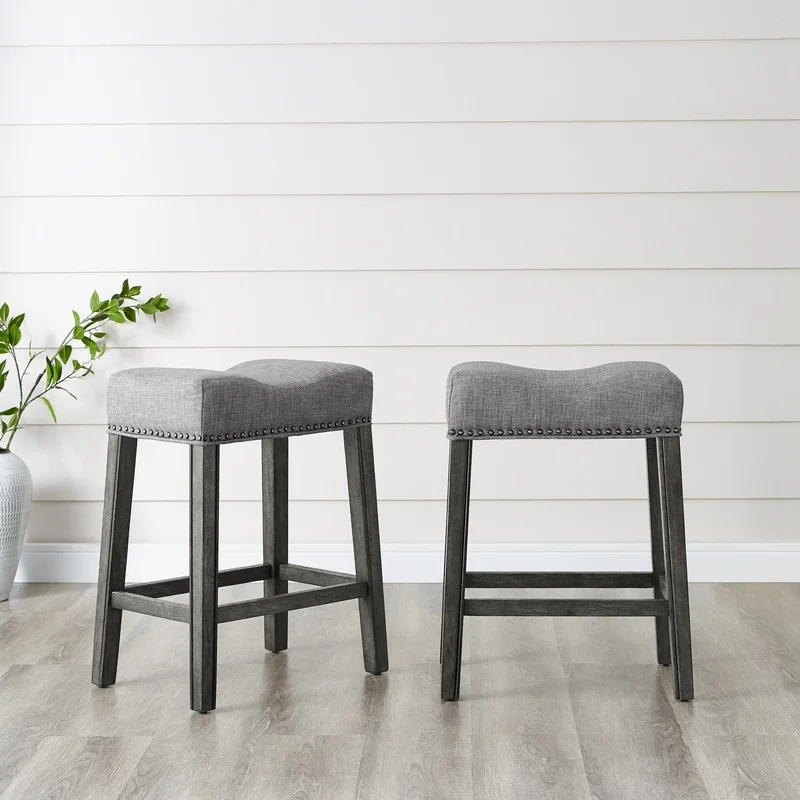 

CoCo Backless Saddle Counter Stools Set of 2, Gray, 24" Height