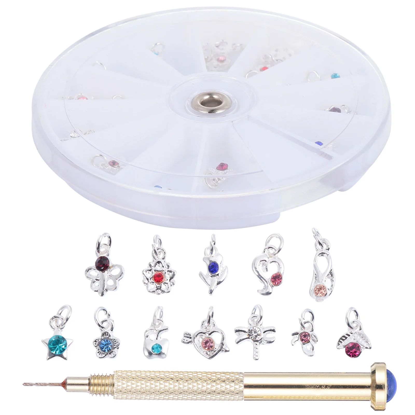 مجموعة سحرية متدلية للأظافر مكونة من 24 قطعة، خفيفة الوزن ومحمولة مع أداة حفر يدوية لملحقات تزيين فن الأظافر الجميلة #4