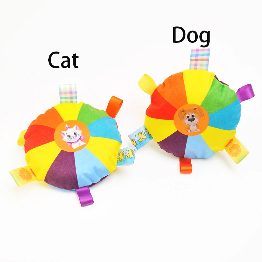 Colorful Taggie Ball Soft Plush Sensory Rattle Ball Toy for Small Dogs