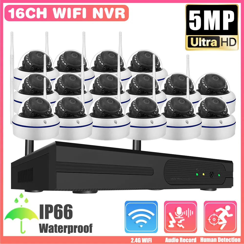 5.0MP EseeCloud 16CH Wifi NVR Dome IP Camera Kit CCTV System 5MP Explosion-Proof  Wireless Camera Video Surveillance System Kit