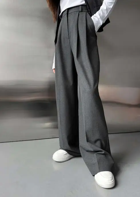 Women's Pants Hanging Wide Leg Pants for Spring and Summer 2025 New Versatile Loose Suit Pants Straight Leg Suit Pants