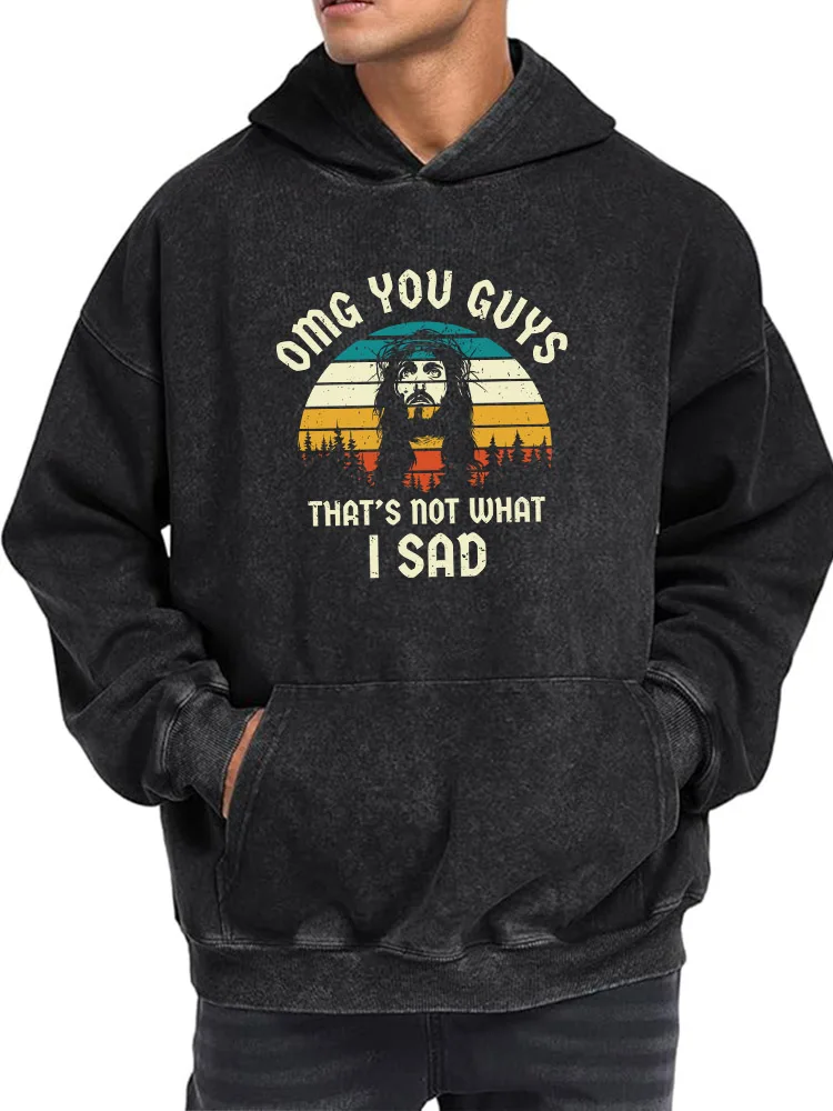 هذا ليس ما قلت، سترة رجالية كلاسيكية ذات قلنسوة برسومات مغسولة، بلوفر كلاسيكي متعثر، ملابس الشارع، سترة كاجوال