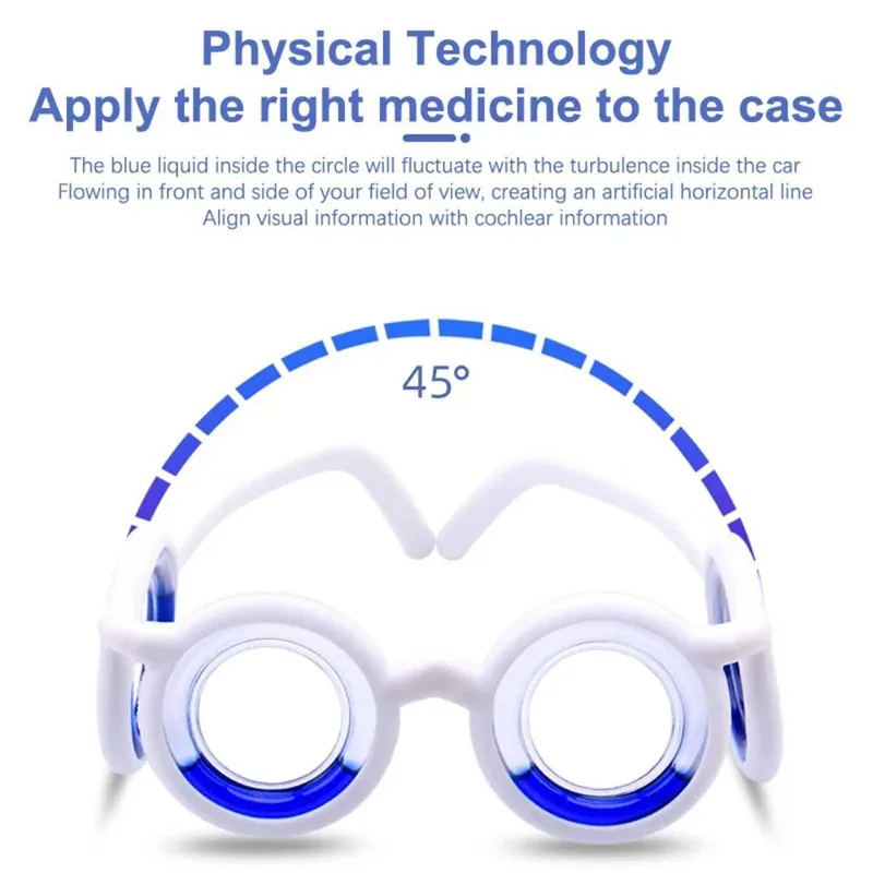 Motion Sickness Relief Glasses For Car Ship Air Travel Liquid-Filled Anti-Nausea Eyewear For Adults Soft Frame With Nose Pads