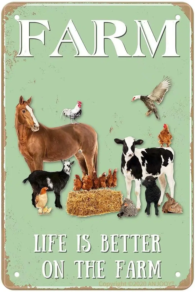 Vintage Metal Tin Signs - Farm Sweet Farm Life is Better on the Farm - Aluminum Sign for Cafe Home Bar Pub Garage Hotel Gar sign