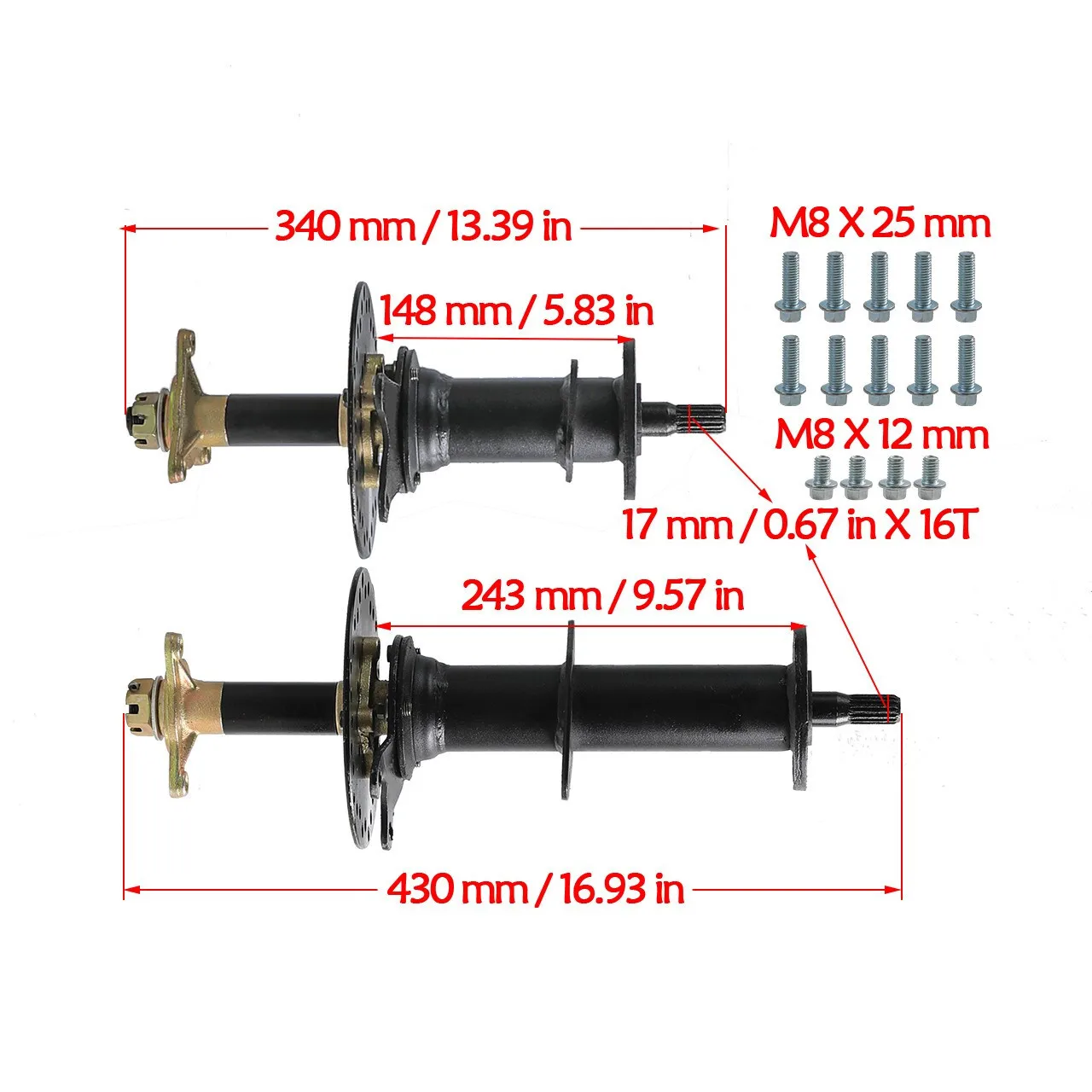 30''Rear Axle Kit 72V 1500W Differential Motor for ATV Go Kart Golf Cart Quad - view 4