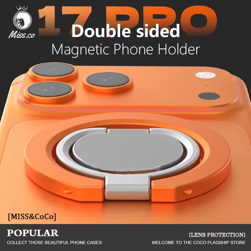 

Двусторонняя подставка для телефона MagSafe, магнитный держатель для телефона, подставка, магнитная ручка для iPhone 17, 16-12, Android, автомобильный держатель для спортзала