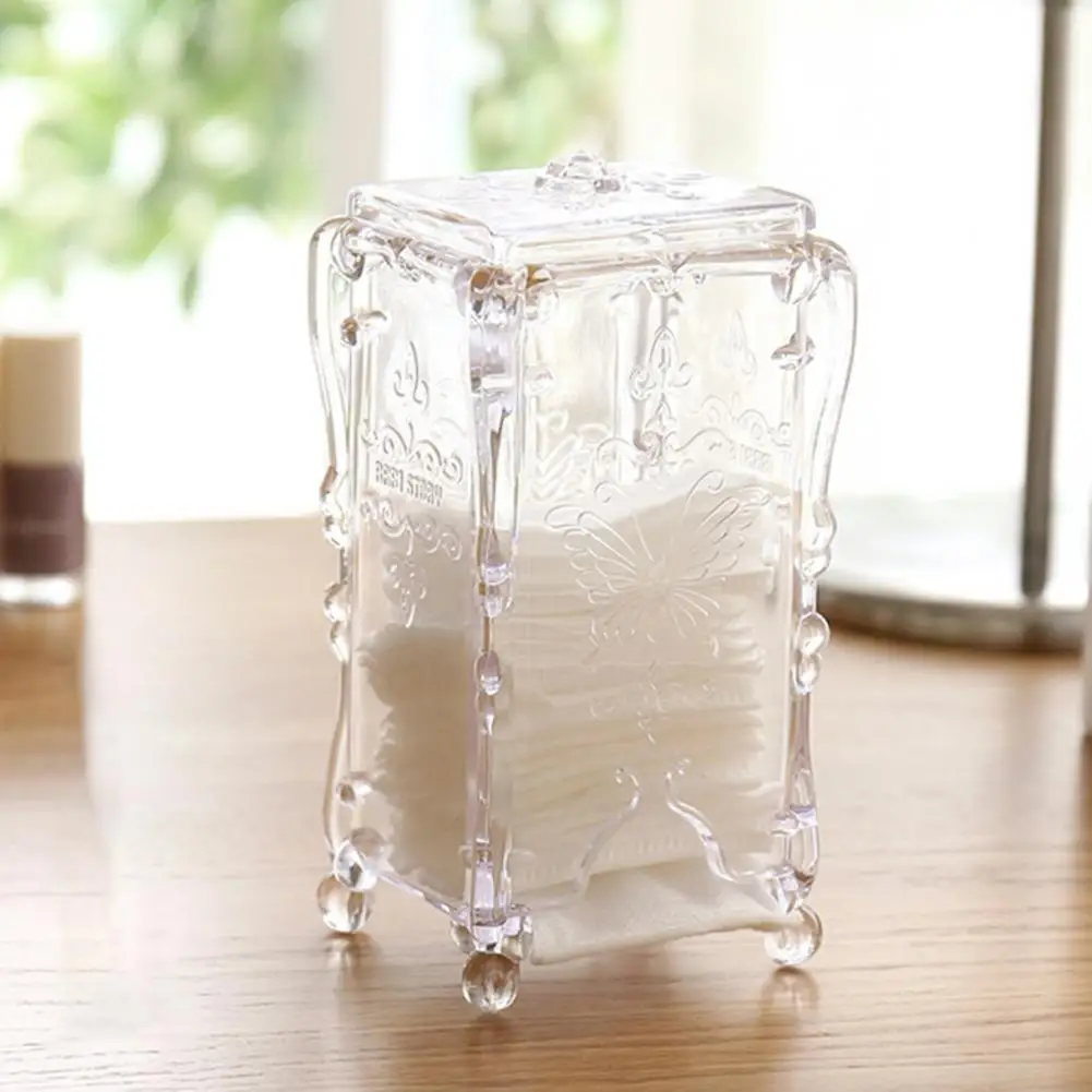 Cotton Pad Organizer Makeup Storage Box Holder Cosmetic Organizer Clear Cotton Pad Dispenser Container Holder Case for Bathroom