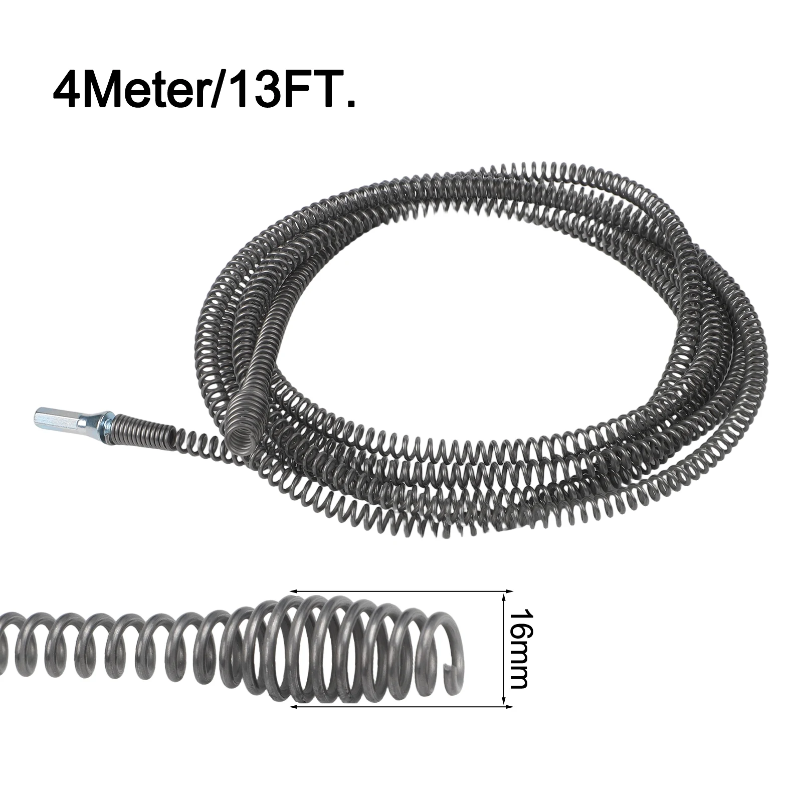 13ft Electric Drill Drain Dredging Spring Pipe Cleaner Manganese Steel Sewer Snake Tool For Kitchen Bathroom Bathtub Shower Clog