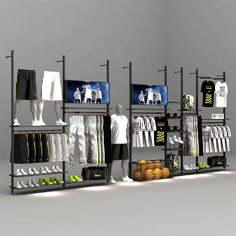 Sportswear display outdoor sporting goods shelves