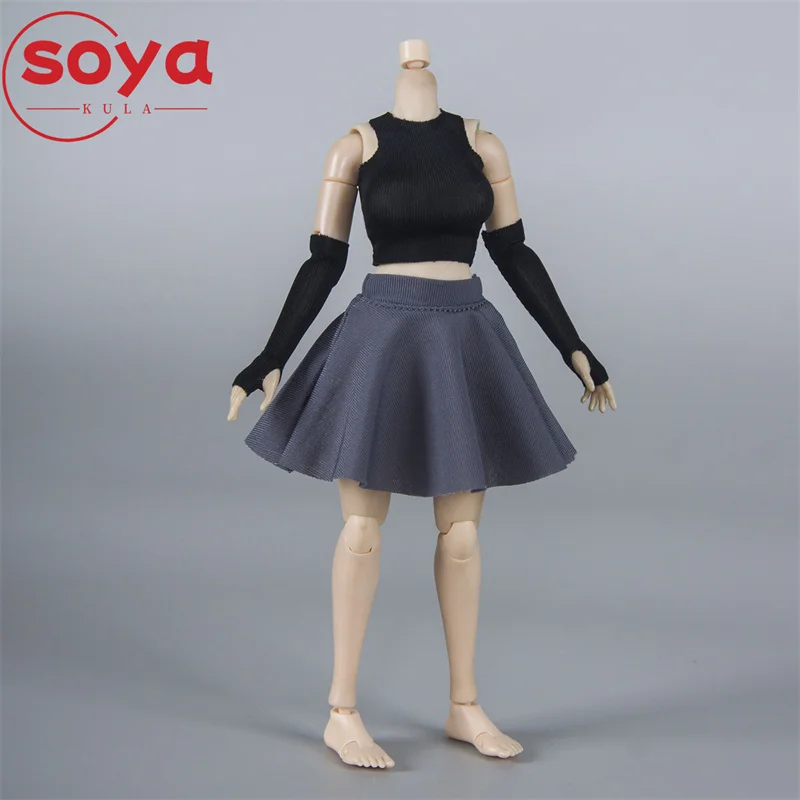 CHILI TOYS – jupe courte plissée élastique, échelle 1/12, modèle de vêtements adapté au corps de figurine de soldat féminin de 6 pouces