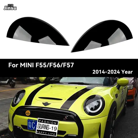 탄소 섬유 자동차 헤드 라이트 눈썹 커버 미니 F54 CLUBMAN F57 CABRIO F55 F56 COOPER S JCW 용 광택 블랙 프론트 화난 눈꺼풀