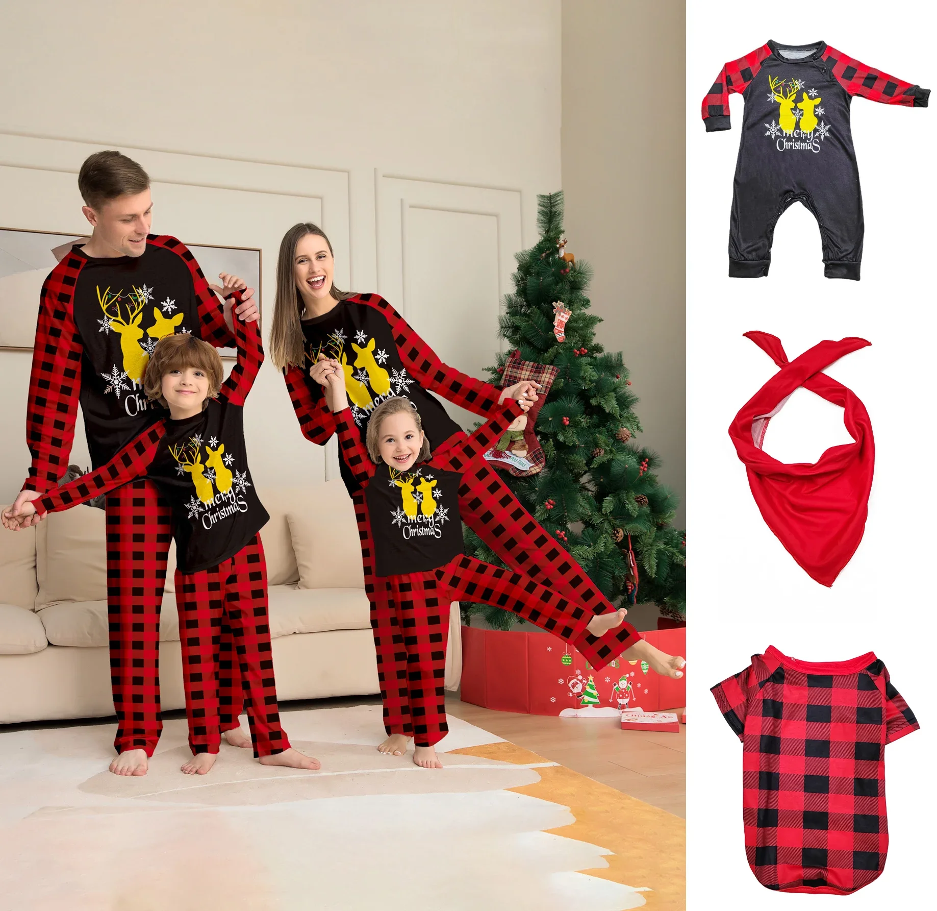 

2024New Christmas Pajamas Family Xmas Fashion Print Quality Family Matching Outfits Holiday Baby Clothes Home Parent Child Sets